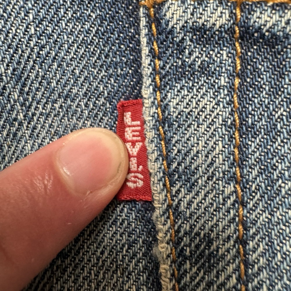 Vintage Levi's 502xx Jeans Mens 32x30 Blue Custom Patchwork Big E Talon Zip - Picture 4 of 16